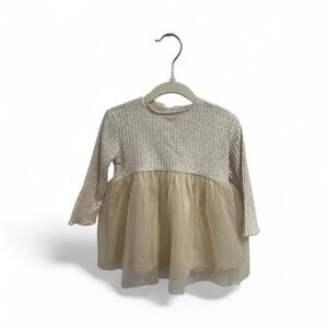 Zara 9-12 Months Kids Beige Long Sleeve Top